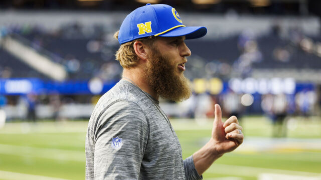 INGLEWOOD, CALIFORNIA - JANUARY 5: Cooper Kupp #10 of the Los Angeles Rams talks before the game against the Seattle Seahawks at SoFi Stadium on January 5, 2025 in Inglewood, California.