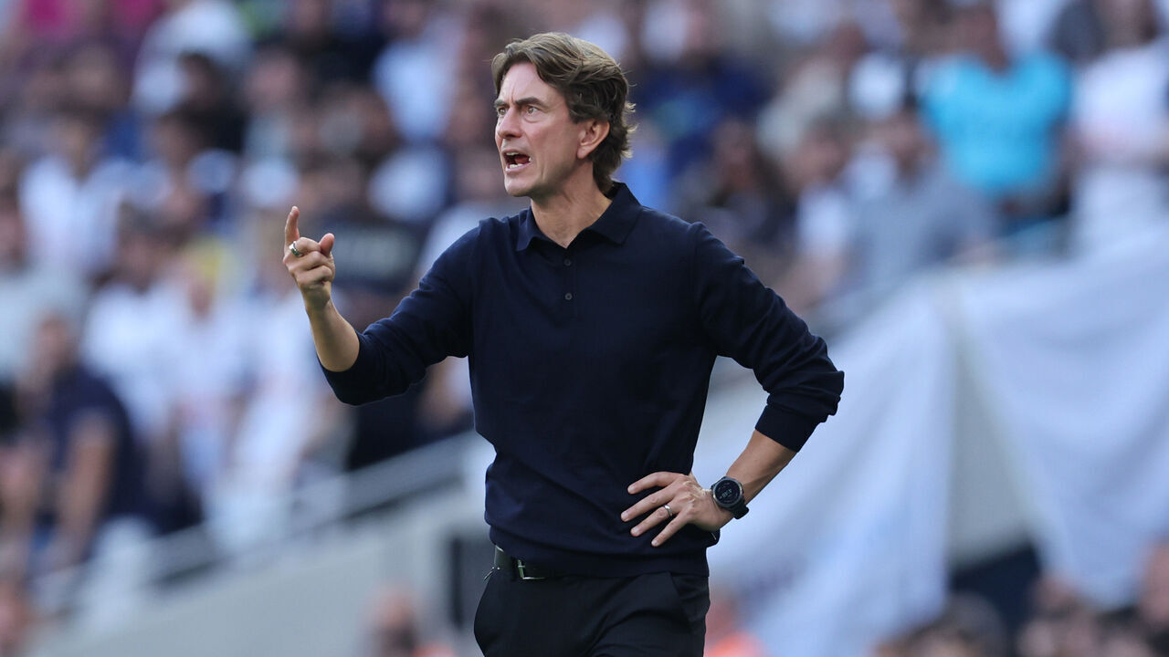 LONDON, ENGLAND - SEPTEMBER 21: Thomas Frank manager / head coach of Brentford during the Premier League match between Tottenham Hotspur FC and Brentford FC at Tottenham Hotspur Stadium on September 21, 2024 in London, England.