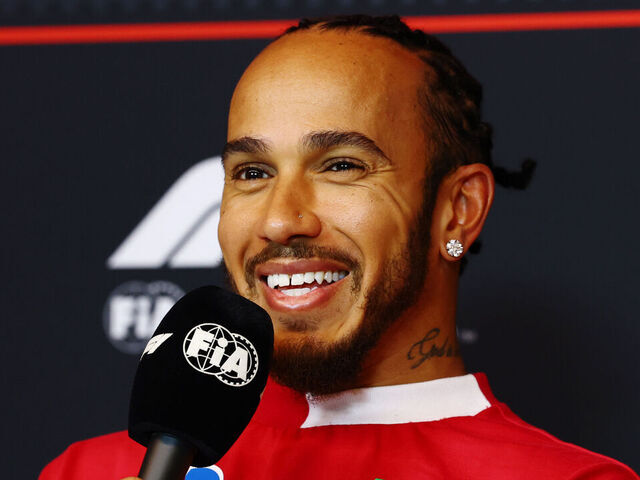 MONTREAL, QUEBEC - JUNE 12: Lewis Hamilton of Great Britain and Scuderia Ferrari speaks in the Drivers Press Conference during previews ahead of the F1 Grand Prix of Canada at Circuit Gilles-Villeneuve on June 12, 2025 in Montreal, Quebec.
