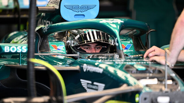 MONTREAL, QUEBEC - JUNE 12: Lance Stroll of Canada and Aston Martin F1 Team has a seat fit in the garage during previews ahead of the F1 Grand Prix of Canada at Circuit Gilles-Villeneuve on June 12, 2025 in Montreal, Quebec.