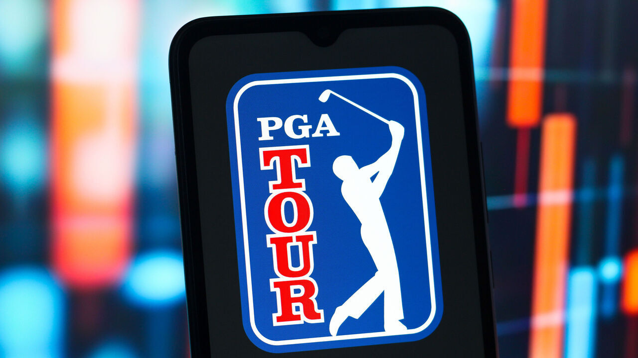 CANADA - 2025/05/12: In this photo illustration, the PGA Tour logo is seen displayed on a smartphone screen. (Photo Illustration by Thomas Fuller/SOPA Images/LightRocket via Getty Images)