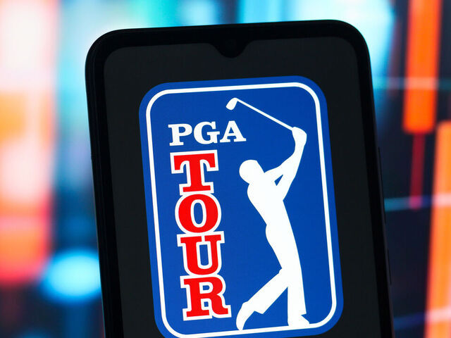 CANADA - 2025/05/12: In this photo illustration, the PGA Tour logo is seen displayed on a smartphone screen. (Photo Illustration by Thomas Fuller/SOPA Images/LightRocket via Getty Images)