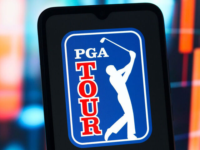 CANADA - 2025/05/12: In this photo illustration, the PGA Tour logo is seen displayed on a smartphone screen. (Photo Illustration by Thomas Fuller/SOPA Images/LightRocket via Getty Images)