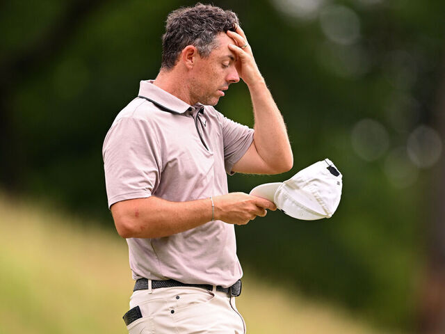 OAKMONT, PENNSYLVANIA - JUNE 14: Rory McIlroy of Northern Ireland walks off the seventh tee during the third round of the 125th U.S. OPEN at Oakmont Country Club on June 14, 2025 in Oakmont, Pennsylvania.