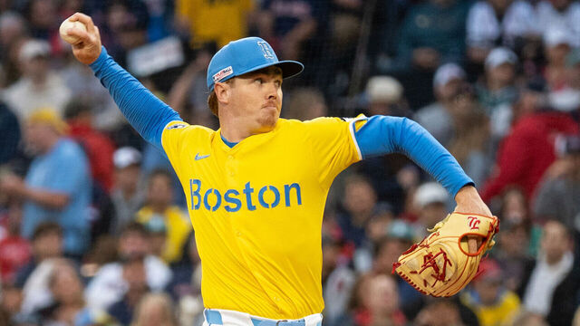 BOSTON, MA - JUNE 14: Hunter Dobbins #73 of the Boston Red Sox pitches during the game between the New York Yankees and the Boston Red Sox at Fenway Park on Saturday, June 14, 2025 in Boston, Massachusetts.