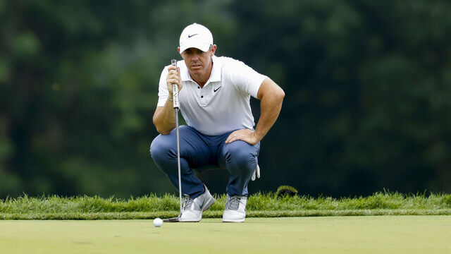 OAKMONT, PENNSYLVANIA - JUNE 15: Rory McIlroy of Northern Ireland lines up a putt on the third green during the final round of the 125th U.S. OPEN at Oakmont Country Club on June 15, 2025 in Oakmont, Pennsylvania.