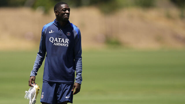 Ousmane Dembele right winger of PSG and France during the training session ahead of their FIFA Club World Cup 2025 group B match between Paris Saint-Germain FC and Club Atletico de Madrid at Rose Bowl Stadium on June 14, 2025 in Pasadena, California.