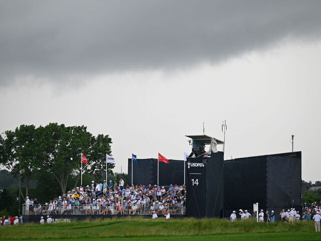 OAKMONT, PENNSYLVANIA - JUNE 15: Dark clouds are seen near the course during the final round of 125th U.S. Open Championship at Oakmont Country Club on June 15, 2025 in Oakmont, Pennsylvania.