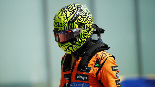 MONTREAL, QUEBEC - JUNE 15: Lando Norris of Great Britain and McLaren looks down after crashing out of the race during the F1 Grand Prix of Canada at Circuit Gilles-Villeneuve on June 15, 2025 in Montreal, Quebec.
