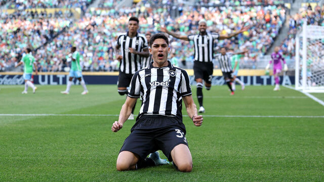 SEATTLE, WASHINGTON - JUNE 15: Jair Cunha #32 of Botafogo celebrates scoring his team's first goal during the FIFA Club World Cup 2025 group B match between Botafogo FR and Seattle Sounders FC at Lumen Field on June 15, 2025 in Seattle, Washington.