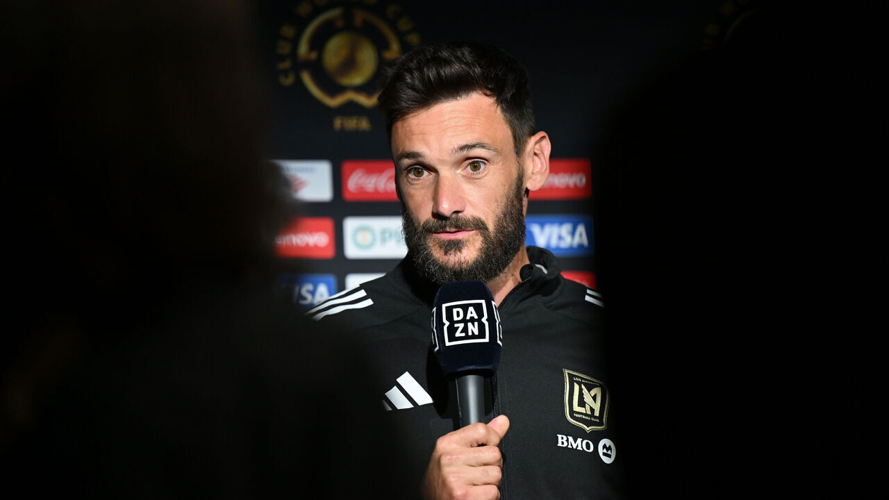 ATLANTA, GEORGIA - JUNE 15: Hugo Lloris of Los Angeles Football Club talks to the media during the Training/Press Conference ahead of their FIFA Club World Cup 2025 match against Chelsea FC at Mercedes-Benz Stadium on June 15, 2025 in Atlanta, Georgia.