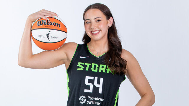 SEATTLE, WA - APRIL 29: Mackenzie Holmes #54 of the Seattle Storm poses for a portrait during WNBA Media Day on April 29, 2025 at the Center for Basketball Performance in Seattle, WA. Mandatory Copyright Notice: Copyright 2025 NBAE