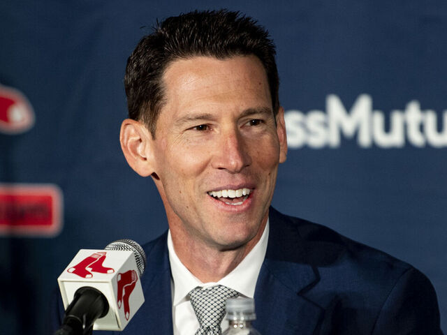 BOSTON, MA - NOVEMBER 2: Craig Breslow speaks as he is officially introduced as Chief Baseball Officer of the Boston Red Sox during a press conference on November 2, 2023 at Fenway Park in Boston, Massachusetts.