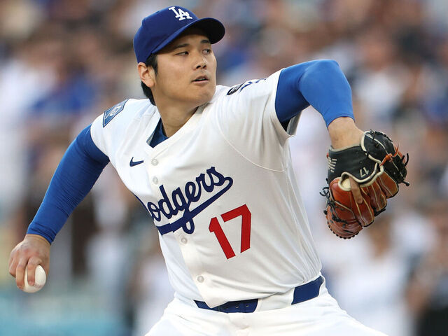 LOS ANGELES, CALIFORNIA - JUNE 16: Shohei Ohtani #17 of the Los Angeles Dodgers throws a pitch during the first inning against the San Diego Padres at Dodger Stadium on June 16, 2025 in Los Angeles, California.