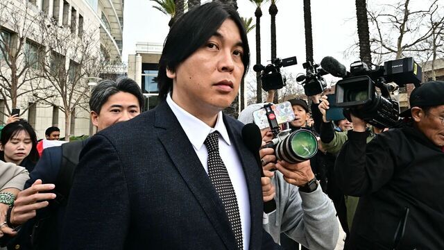 Ippei Mizuhara leaves the Ronald Reagan Federal Building and Courthouse in Santa Ana, California, on February 6, 2025. The former interpreter to Shohei Ohtani, who admitted stealing almost $17 million from the Japanese baseball star to pay off illegal gambling debts, was sentenced to 57 months in prison on February 6. Mizuhara was also ordered to pay restitution of more than $18.1 million in his sentencing in federal court.
