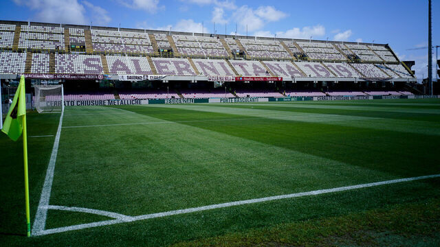 General view of Arechi Stadium during the Serie BKT match between US Salernitana and Cosenza Calcio at Stadio Arechi on April 25, 2025 in Salerno, Italy.