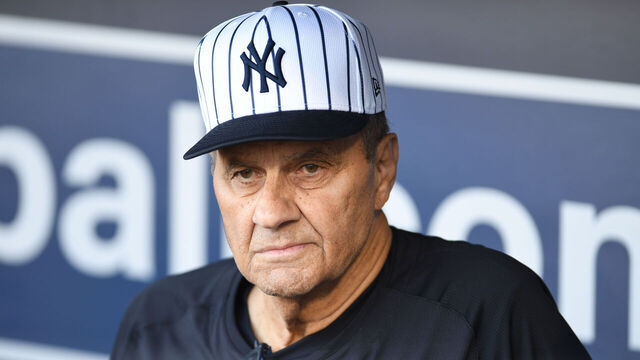 TAMPA, FLORIDA - MARCH 14: Former New York Yankees manager Joe Torre before a spring training game against the Philadelphia Phillies at George M. Steinbrenner Field on March 14, 2025 in Tampa, Florida.