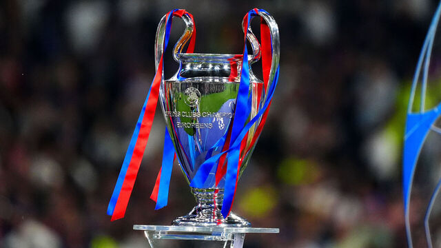 A general view of the UEFA Champions League Trophy at the Munich Football Arena, Munich, Germany. Picture date: Saturday May 31, 2025.