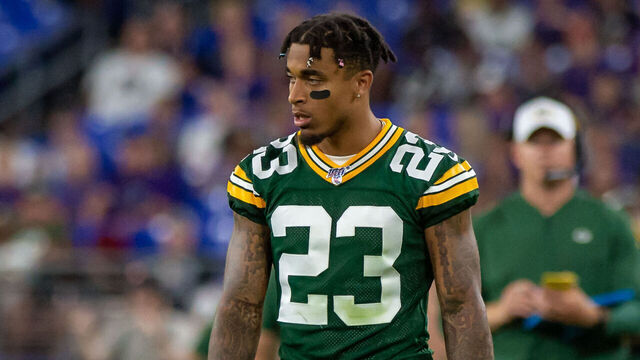 BALTIMORE, MD - AUGUST 15: Green Bay Packers cornerback Jaire Alexander (23) during the National Football League preseason game between the Green Bay Packers and Baltimore Ravens on August 15, 2019 at M&T Bank Stadium in Baltimore, MD