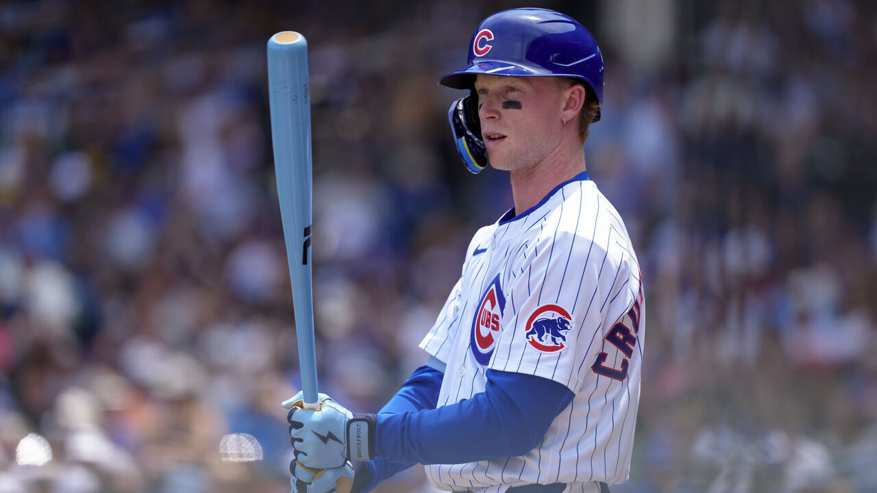 CHICAGO, ILLINOIS - JUNE 15: Pete Crow-Armstrong #4 of the Chicago Cubs looks on in a game against the Pittsburgh Pirates at Wrigley Field on June 15, 2025 in Chicago, Illinois.