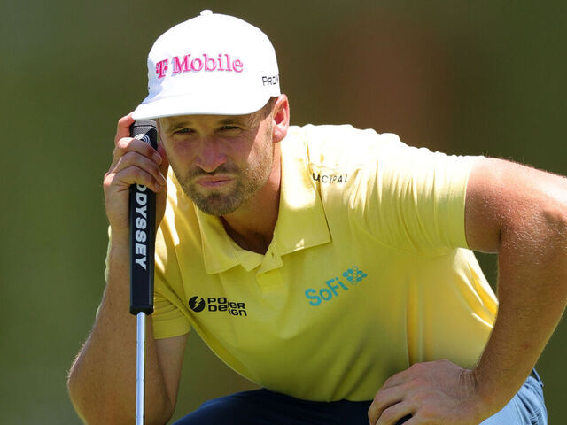 CROMWELL, CONNECTICUT - JUNE 19: Wyndham Clark of the United States lines up a putt on the 13th green during the first round of the Travelers Championship 2025 at TPC River Highlands on June 19, 2025 in Cromwell, Connecticut.