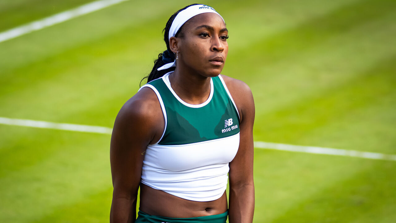 BERLIN, GERMANY - JUNE 19: Coco Gauff of the United States in action against Xinyu Wang of China in the second round on Day 4 of the Berlin Tennis Open by Hylo at LTTC Rot-Weiß e.V. on June 19, 2025 in Berlin, Germany