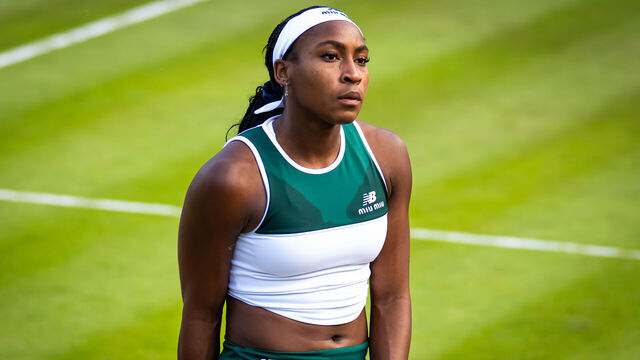 BERLIN, GERMANY - JUNE 19: Coco Gauff of the United States in action against Xinyu Wang of China in the second round on Day 4 of the Berlin Tennis Open by Hylo at LTTC Rot-Weiß e.V. on June 19, 2025 in Berlin, Germany