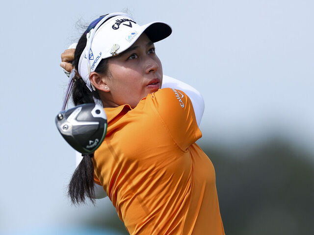 FRISCO, TEXAS - JUNE 19: Jeeno Thitikul of Thailand hits a tee shot on the sixth hole during the first round of the KPMG Women's PGA Championship 2025 at Fields Ranch East at PGA Frisco on June 19, 2025 in Frisco, Texas.