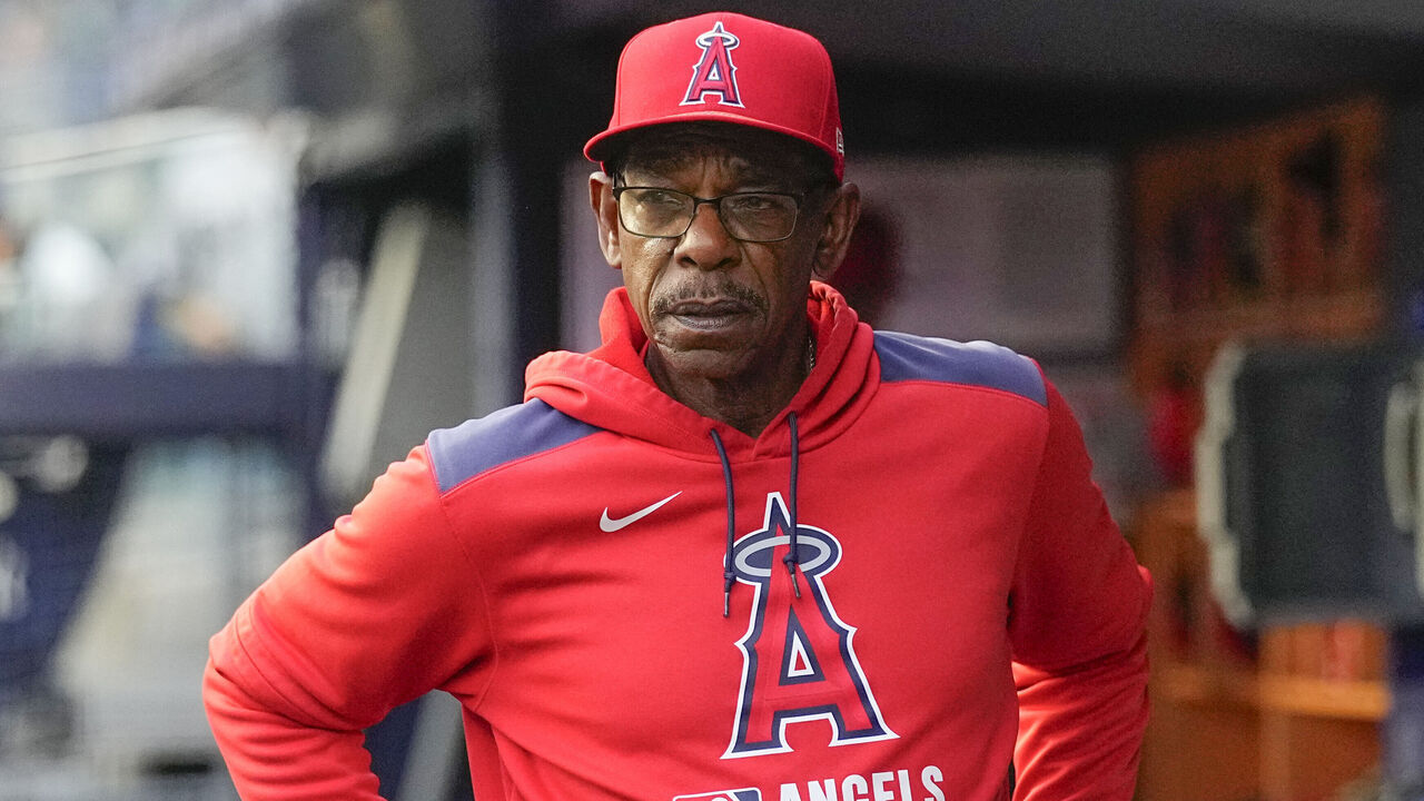 BRONX, NY - JUNE 17: Los Angeles Angels Manager Ron Washington (37) prior to a Major League Baseball game between the Los Angeles Angels and the New York Yankees on June 17, 2025, at Yankee Stadium in the Bronx, NY.