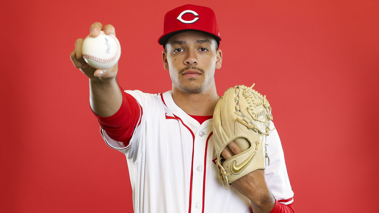 GOODYEAR, ARIZONA - FEBRUARY 18: Chase Burns of the Cincinnati Reds poses for a portrait during photo day at the Cincinnati Reds Player Development Complex on February 18, 2025 in Goodyear, Arizona.