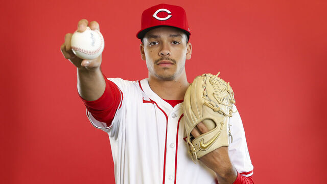 GOODYEAR, ARIZONA - FEBRUARY 18: Chase Burns of the Cincinnati Reds poses for a portrait during photo day at the Cincinnati Reds Player Development Complex on February 18, 2025 in Goodyear, Arizona.