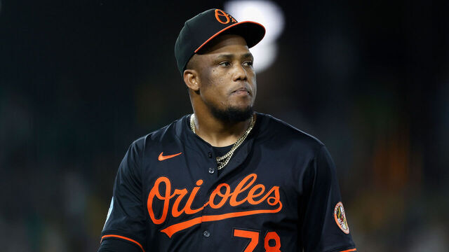 SACRAMENTO, CALIFORNIA - JUNE 06: Yennier Cano #78 of the Baltimore Orioles looks on during the game against the Athletics at Sutter Health Park on June 06, 2025 in Sacramento, California.