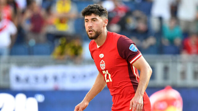 KANSAS CITY, KANSAS - JUNE 25: Jonathan Osorio #21 of Canada looks on during the CONMEBOL Copa America group A match between Peru and Canada at Children's Mercy Park on June 25, 2024 in Kansas City, Kansas.