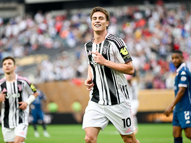PHILADELPHIA, PENNSYLVANIA - JUNE 22: Kenan Yildiz of Juventus celebrates 2-0 goal during the FIFA Club World Cup 2025 group G match between Juventus FC and Wydad AC at Lincoln Financial Field on June 22, 2025 in Philadelphia, United States.