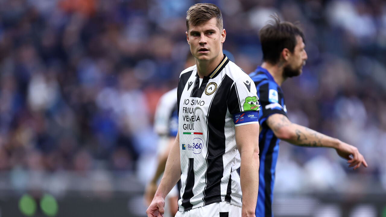 Milan, Italy - March 30: Jaka Bijol of Udinese Calcio looks on during the Serie A match between FC Internazionale and Udinese at Giuseppe Meazza on March 30, 2025 in Milan, Italy.