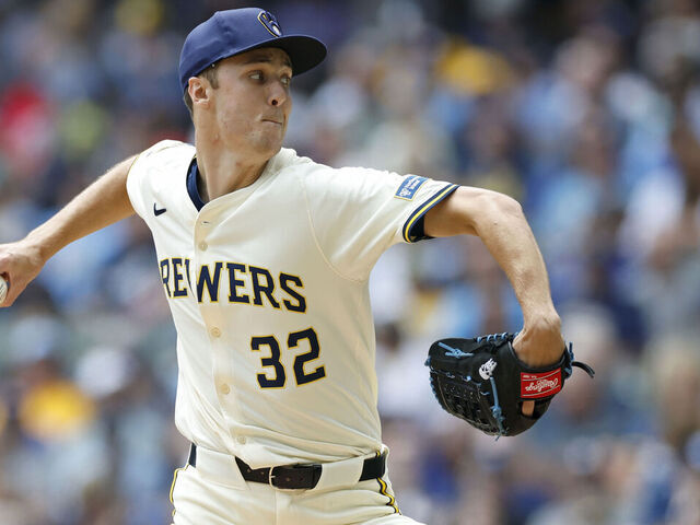 MILWAUKEE, WI - JUNE 25: Jacob Misiorowski #32 of the Milwaukee Brewers delivers a pitch during an MLB game against the Pittsburgh Pirates on June 25, 2025 at American Family Field in Milwaukee, Wisconsin.