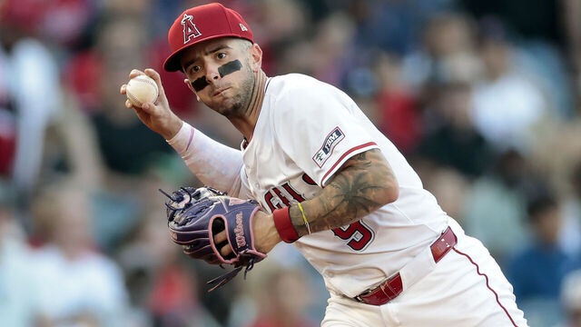 ANAHEIM, CALIFORNIA - JUNE 24: Zach Neto #9 of the Los Angeles Angels makes the throw to first base against the Boston Red Sox in the second inning at Angel Stadium of Anaheim on June 24, 2025 in Anaheim, California.