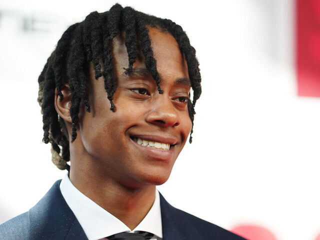 BROOKLYN, NY - JUNE 25: Tre Johnson poses for a picture on the red carpet before the 2025 NBA Draft - Round One on June 25, 2025 at Barclays Center in Brooklyn, New York. Mandatory Copyright Notice: Copyright 2025 NBAE