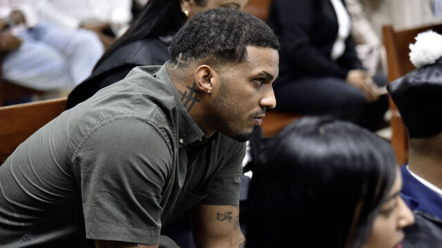 Dominican baseball star Wander Franco gestures during his trial in Puerto Plata, Dominican Republic on June 26, 2025. Franco was given a two-year suspended sentence after being found guilty of sexually abusing a teenage girl.