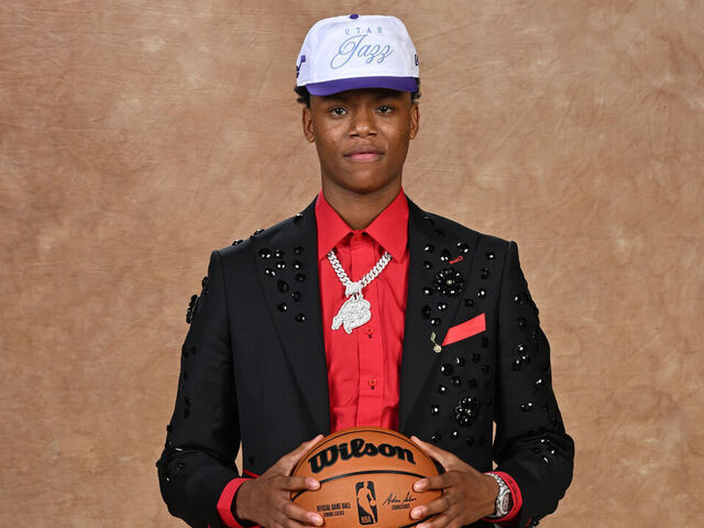 BROOKLYN, NY - JUNE 25: Ace Bailey poses for a photo after being drafted by the Utah Jazz during the 2025 NBA Draft - Round One on June 25, 2025 at Barclays Center in Brooklyn, New York. Mandatory Copyright Notice: Copyright 2025 NBAE