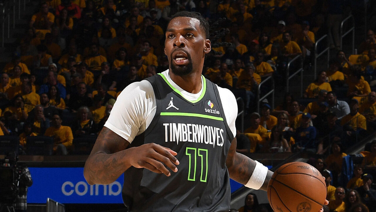 SAN FRANCISCO, CA - MAY 10: Naz Reid #11 of the Minnesota Timberwolves looks on during the game against the Golden State Warriors during Round 2 Game 3 of the 2025 NBA Playoffs on May 10, 2025 at Chase Center in San Francisco, California. NOTE TO USER: User expressly acknowledges and agrees that, by downloading and or using this photograph, user is consenting to the terms and conditions of Getty Images License Agreement. Mandatory Copyright Notice: Copyright 2025 NBAE