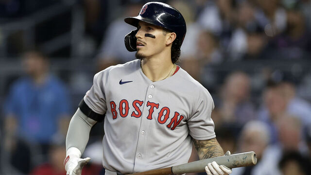 NEW YORK, NEW YORK - JUNE 7: Jarren Duran #16 of the Boston Red Sox at bat during the third inning against the New York Yankees at Yankee Stadium on June 7, 2025 in New York City.