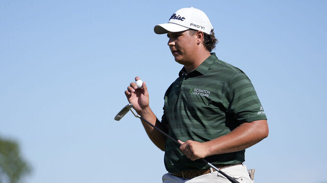 DETROIT, MICHIGAN - JUNE 29: Aldrich Potgieter of South Africa acknowledges the crowd on the 17th green during the final round of the Rocket Classic 2025 at Detroit Golf Club on June 29, 2025 in Detroit, Michigan.