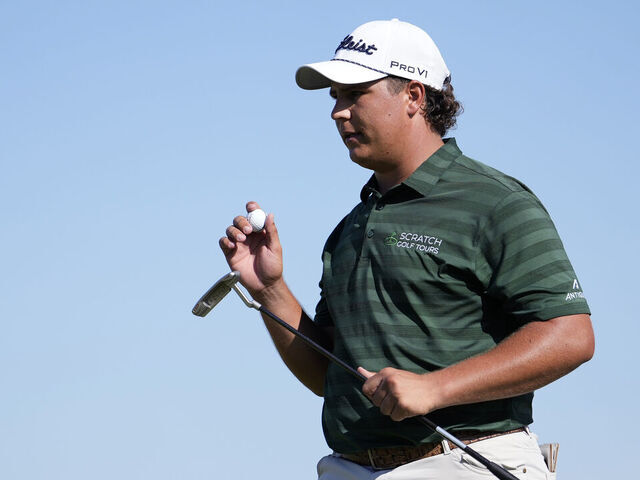 DETROIT, MICHIGAN - JUNE 29: Aldrich Potgieter of South Africa acknowledges the crowd on the 17th green during the final round of the Rocket Classic 2025 at Detroit Golf Club on June 29, 2025 in Detroit, Michigan.