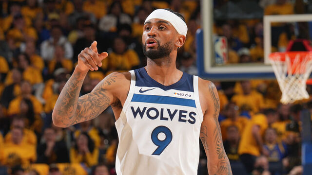 SAN FRANCISCO, CA - MAY 12: Nickeil Alexander-Walker #9 of the Minnesota Timberwolves looks on during the game against the Golden State Warriors during Round 2 Game 4 of the 2025 NBA Playoffs on May 12, 2025 at Chase Center in San Francisco, California. NOTE TO USER: User expressly acknowledges and agrees that, by downloading and or using this photograph, user is consenting to the terms and conditions of Getty Images License Agreement. Mandatory Copyright Notice: Copyright 2025 NBAE