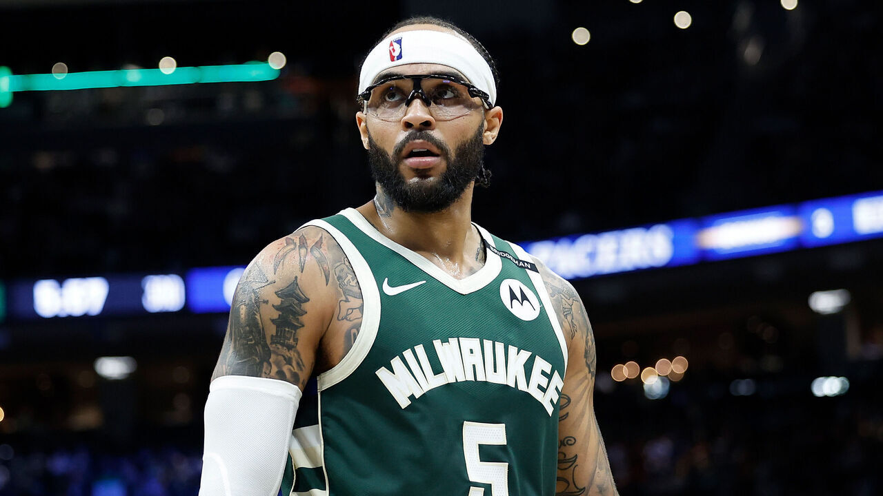 MILWAUKEE, WISCONSIN - APRIL 25: Gary Trent Jr. #5 of the Milwaukee Bucks during game three of the first round of the 2025 NBA playoffs against the Indiana Pacers at Fiserv Forum on April 25, 2025 in Milwaukee, Wisconsin.
