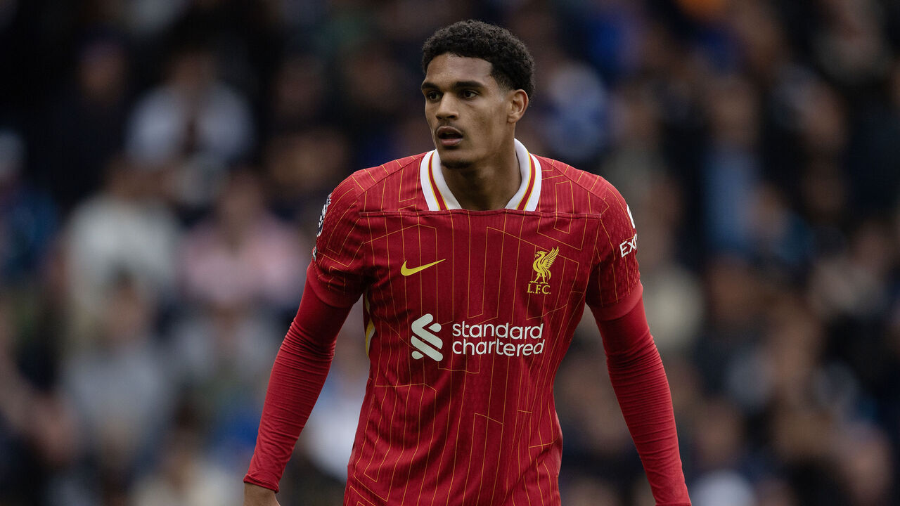 LONDON, ENGLAND - MAY 04: Jarell Quansah of Liverpool during the Premier League match between Chelsea FC and Liverpool FC at Stamford Bridge on May 04, 2025 in London, England.