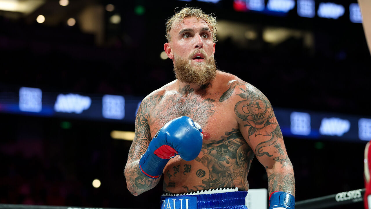 ANAHEIM, CALIFORNIA - JUNE 28: Jake Paul looks on during his fight against Julio Cesar Chavez Jr at Honda Center on June 28, 2025 in Anaheim, California.