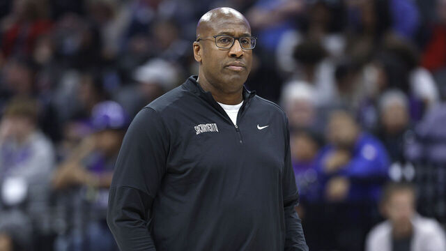 SACRAMENTO, CALIFORNIA - NOVEMBER 24: Head coach Mike Brown of the Sacramento Kings looks on against the Brooklyn Nets during the first half of an NBA basketball game at Golden 1 Center on November 24, 2024 in Sacramento, California.