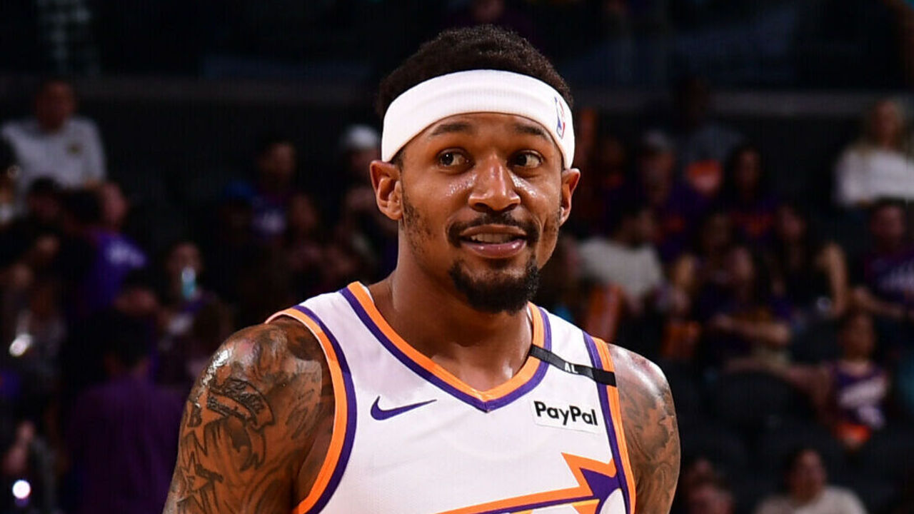 PHOENIX, AZ - APRIL 11: Bradley Beal #3 of the Phoenix Suns during the game against the San Antonio Spurs on April 11, 2025 at Footprint Center in Phoenix, Arizona. Mandatory Copyright Notice: Copyright 2025 NBAE